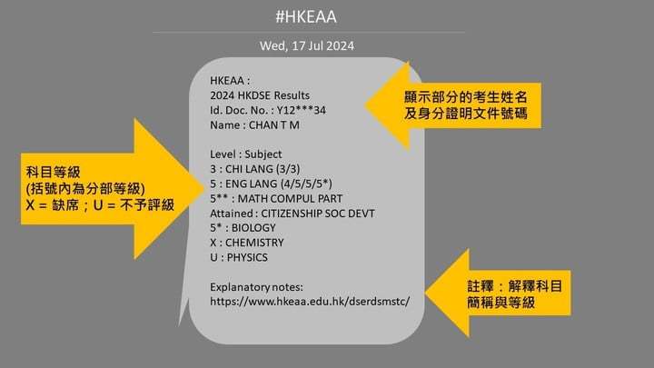 考生須知---文憑試7-17放榜-考評局成績短訊通知增---號開頭