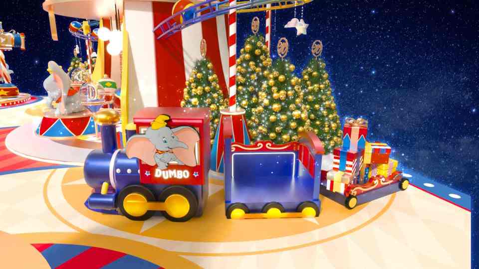 「小飛象號」聖誕列車.jpg 聖誕好去處-迪士尼小飛象主題聖誕嘉年華-9大打卡場景及遊戲區-超巨型星光聖誕樹