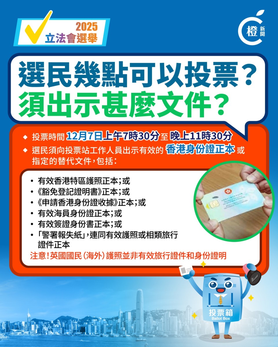 懶人包｜12月7日投票時間/地點/證件一文睇清立法會投票須知