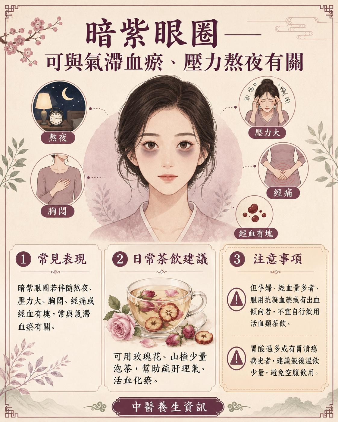 亭嘉的中醫日常-黑眼圈遮不住-中醫從-青紫-黯黑-暗紫-三種顏色解讀身體訊號
