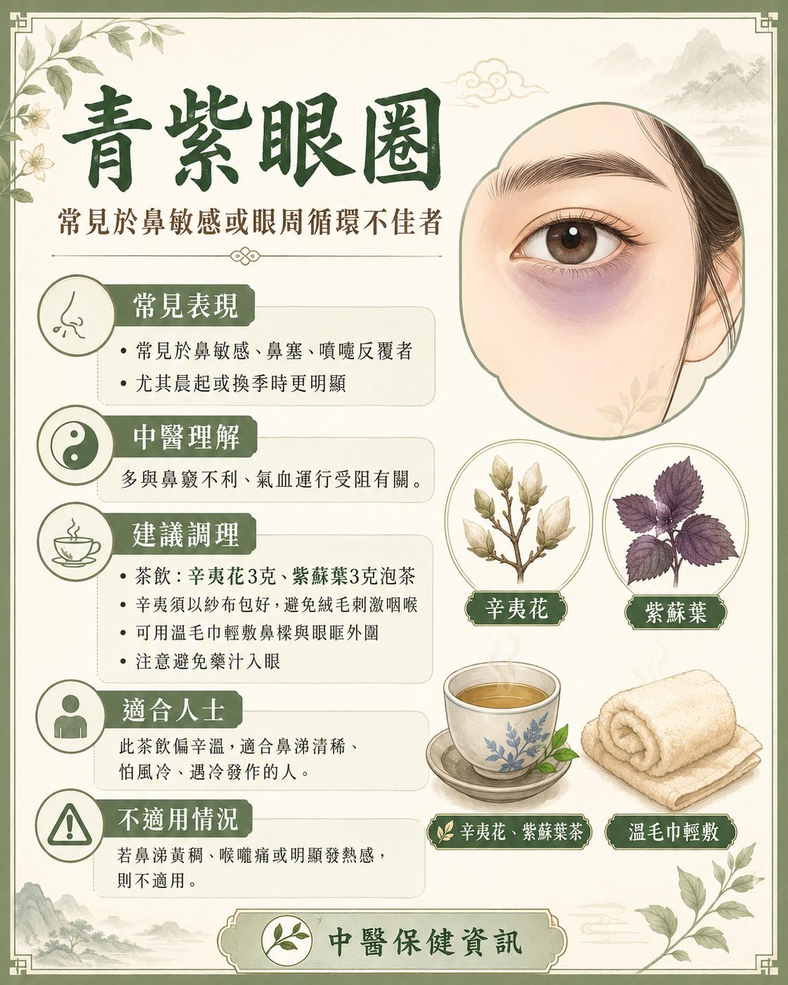 亭嘉的中醫日常-黑眼圈遮不住-中醫從-青紫-黯黑-暗紫-三種顏色解讀身體訊號
