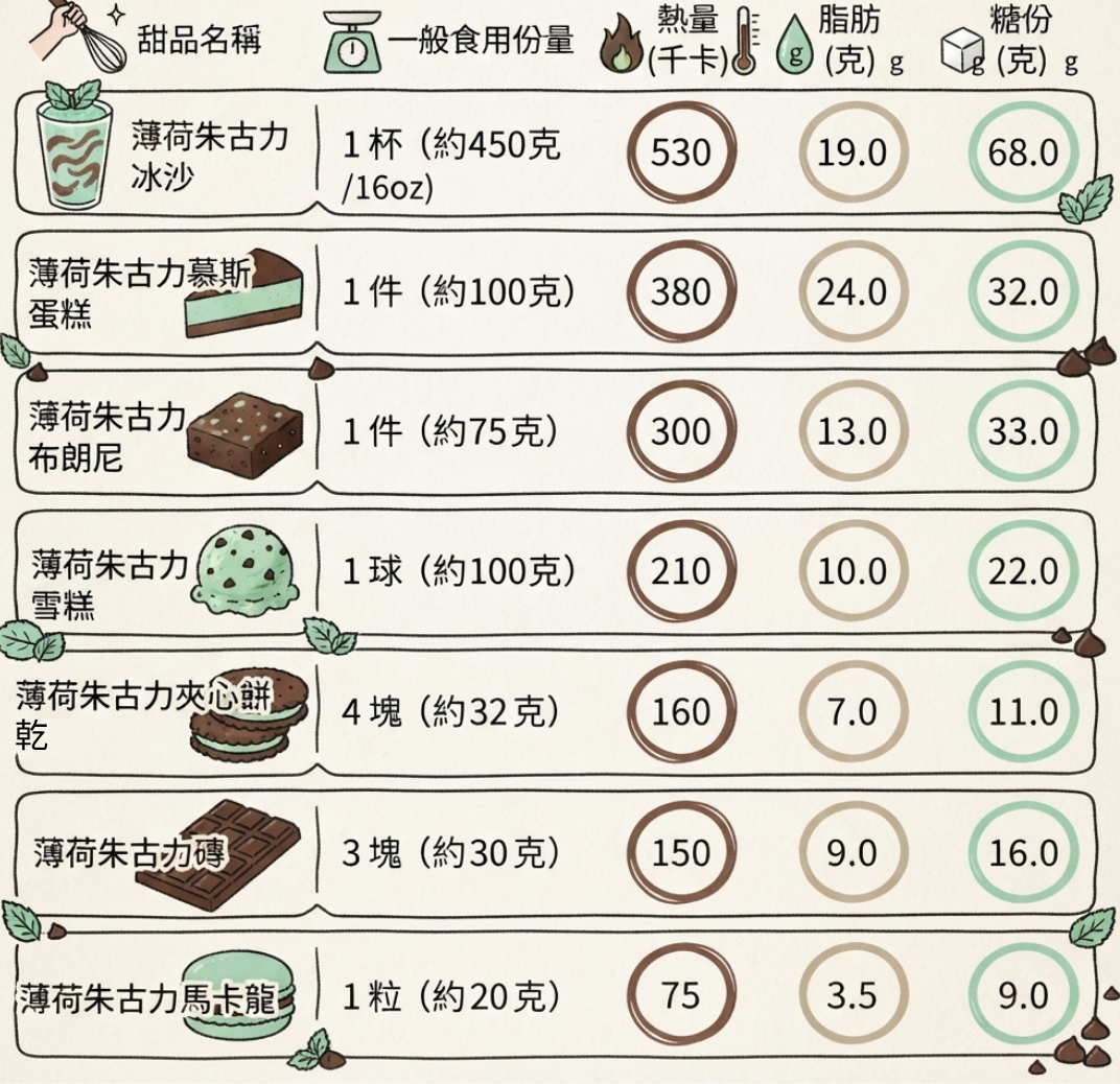 身心有營飲食法則-7款薄荷朱古力甜品營養比較-3類人不宜多吃