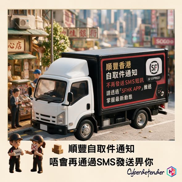 警方提醒順豐僅用APP發送收件通知-任何短訊都屬詐騙