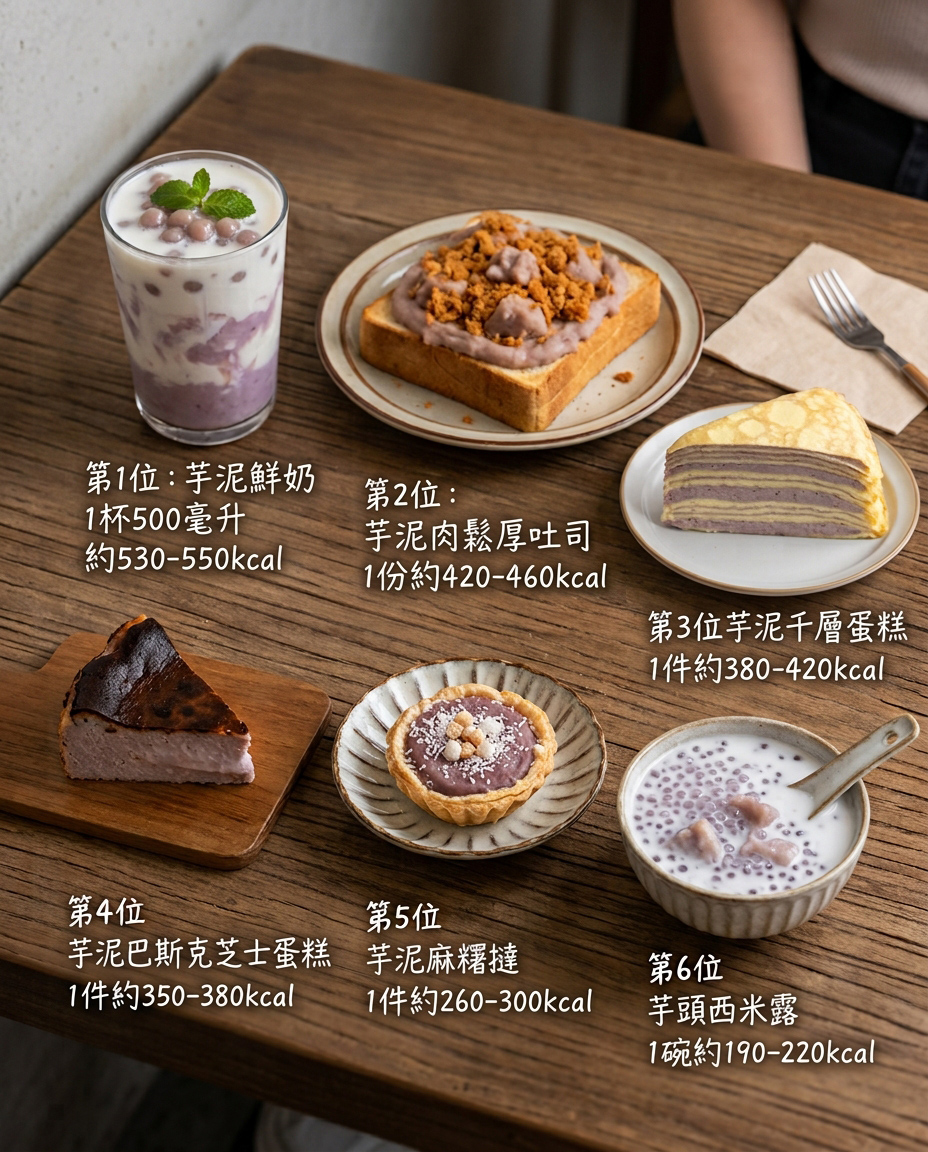身心有營飲食法則-6款芋泥美食卡路里大比拼-熱量榜首竟非蛋糕