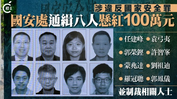 國安處懸紅100萬通緝許智峯羅冠聰等八人 並制裁相關人士