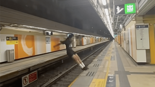有片-男子火炭站玩-飛躍道-跳過路軌到對面月台-港鐵-已報警處理