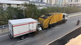 有片-連翔道貨車撞垃圾車尾-司機被困救出送院亡