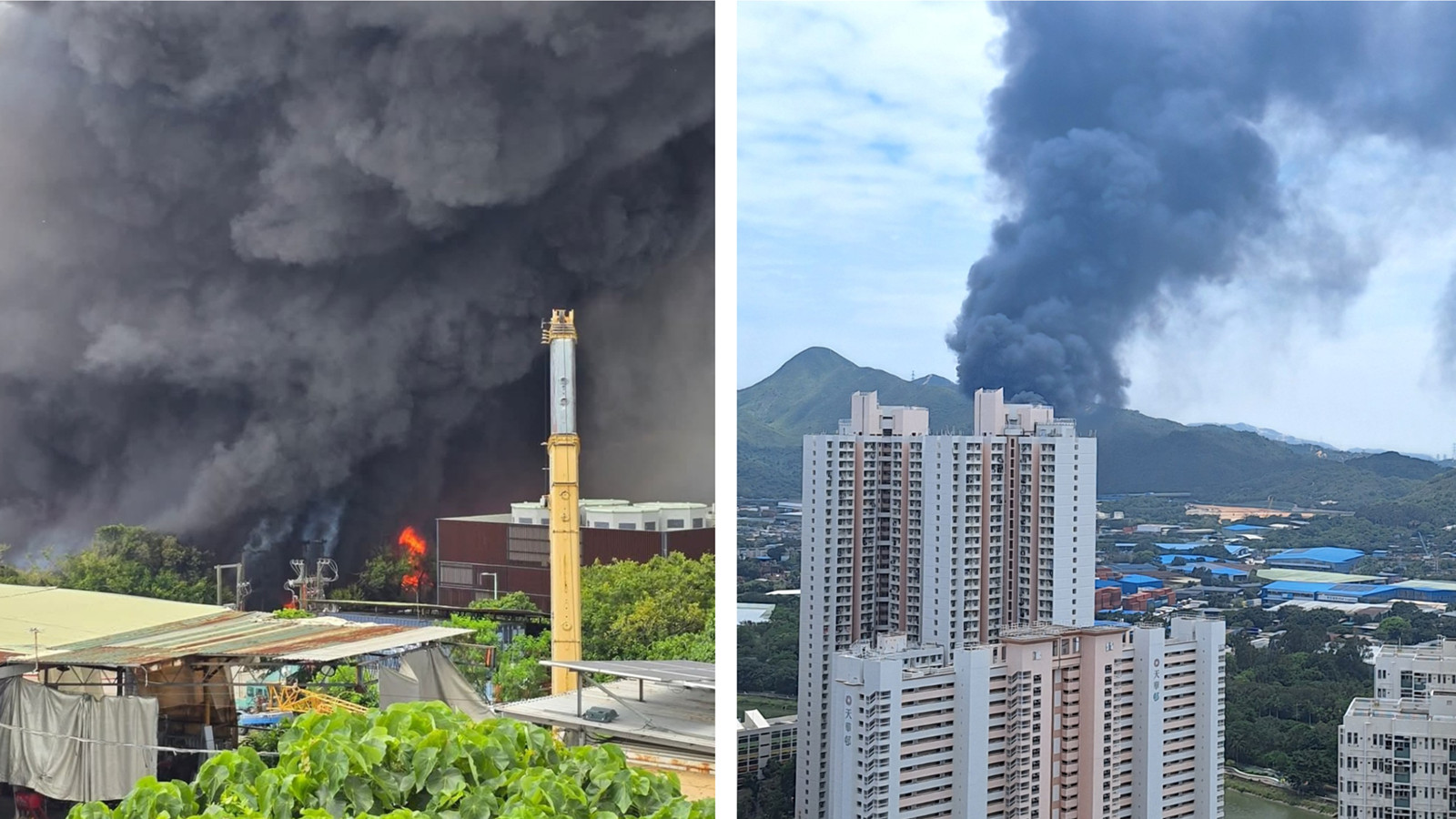 有片丨天水圍廈村貨倉三級火　兩人送院包括消防員