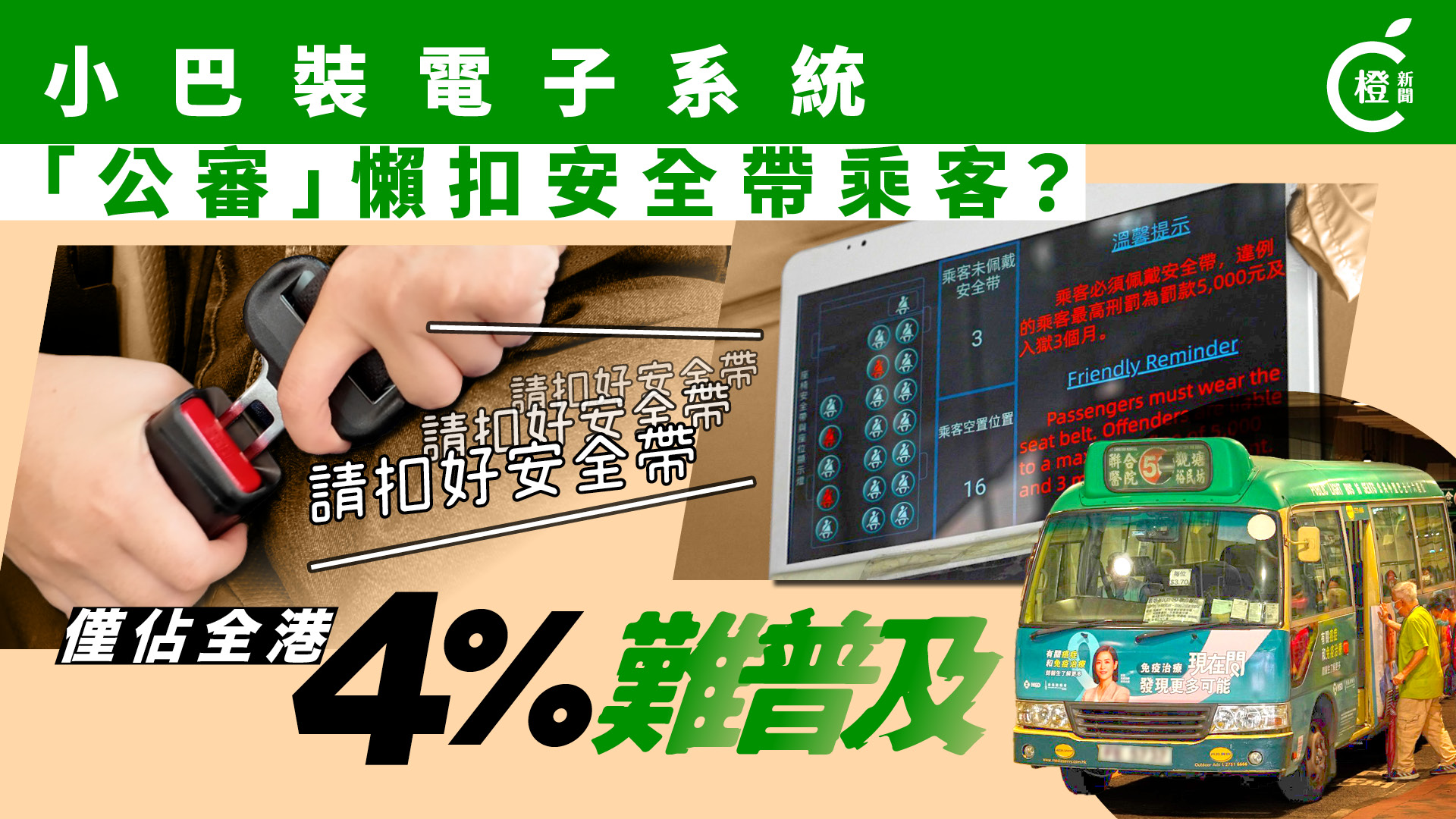 專題｜新小巴安裝安全帶監測機實施近兩年成效佳　惟僅佔全港4%難普及