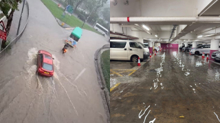 柴灣道迴旋處嚴重水浸-環翠邨停車場慘變澤國