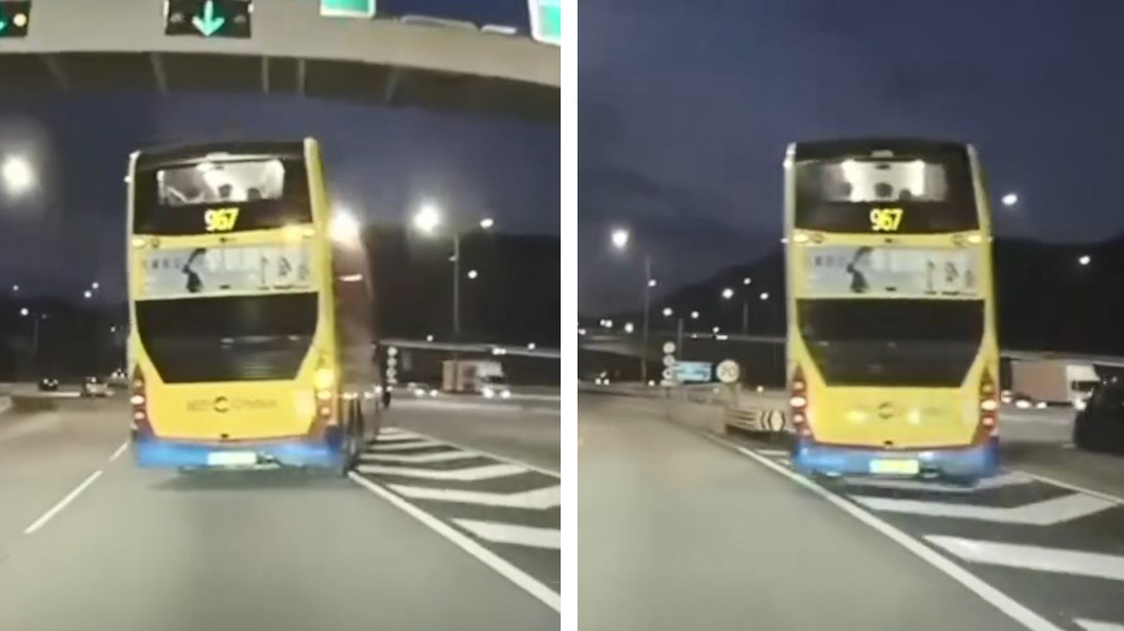 有片︱城巴汀九橋急切兩線險撞壆　車長被暫停駕駛職務