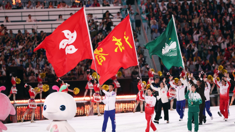 全運會.有片｜粵港澳代表團壓軸同步入場　齊頭並進象徵同心同力