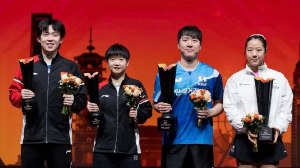 乒乓香港總決賽-南韓組合直落3-0奪混雙冠軍--莎頭組合-獲亞軍