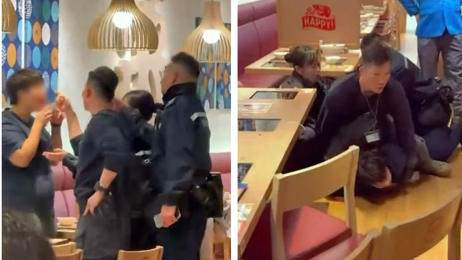 女子不滿大埔火鍋店牛肉質素掟碗碟打人-遭三警撳地噴椒制服