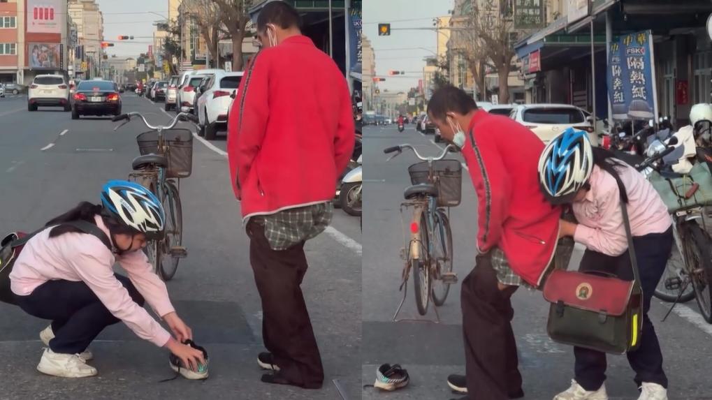 ​有片｜台灣街頭女高中生幫助失智翁拉褲穿鞋　網友盛讚「天使化身」
