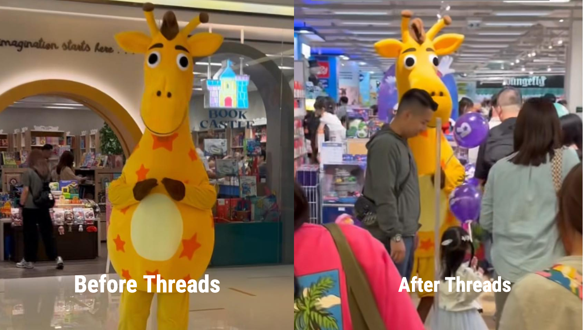 海港城長頸鹿公仔孤單登場無人理-網民Threads分享秒變人氣王