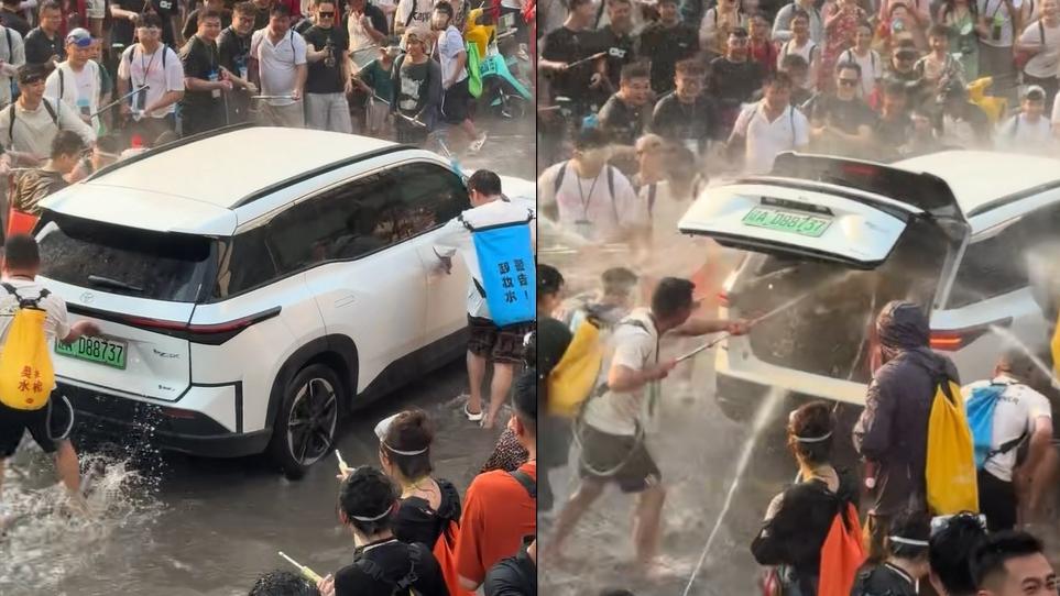 有片｜​西雙版納潑水節亂象頻生：私家車被強開車門狂灌水　路過女子遭圍攻惹眾怒