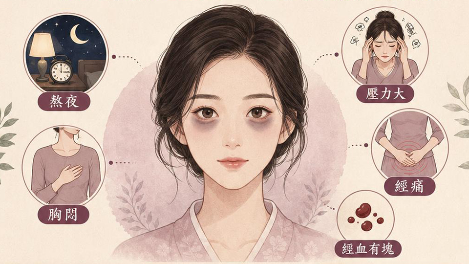 亭嘉的中醫日常-黑眼圈遮不住-中醫從-青紫-黯黑-暗紫-三種顏色解讀身體訊號