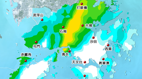 天文台黃雨警告信號生效-受大雨影響新界北水浸