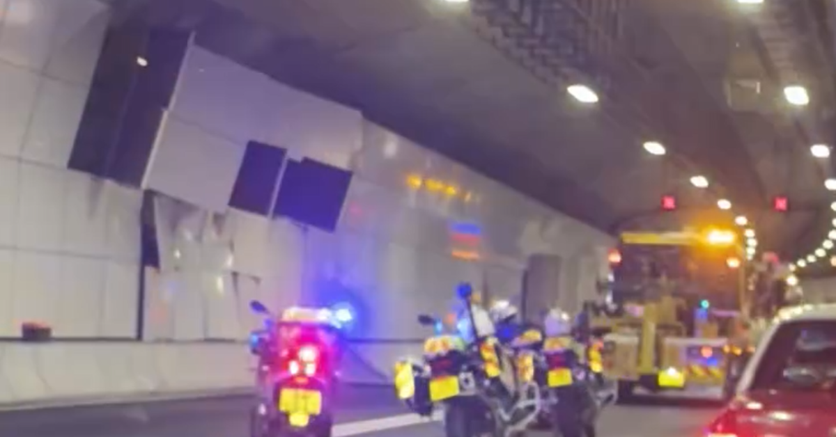 有片-運送MiC組件貨車中九龍繞道發生意外-撞毀隧道外牆