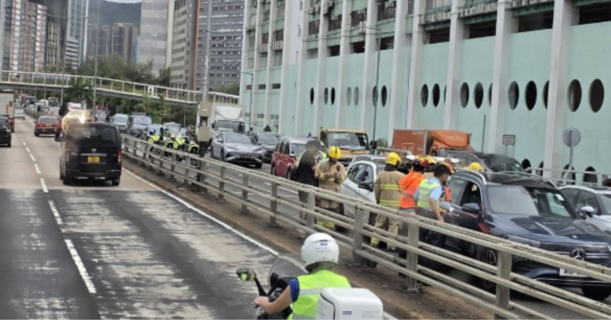 有片-荃灣往九龍新行車橋連續3天車禍-網民呻天天塞車