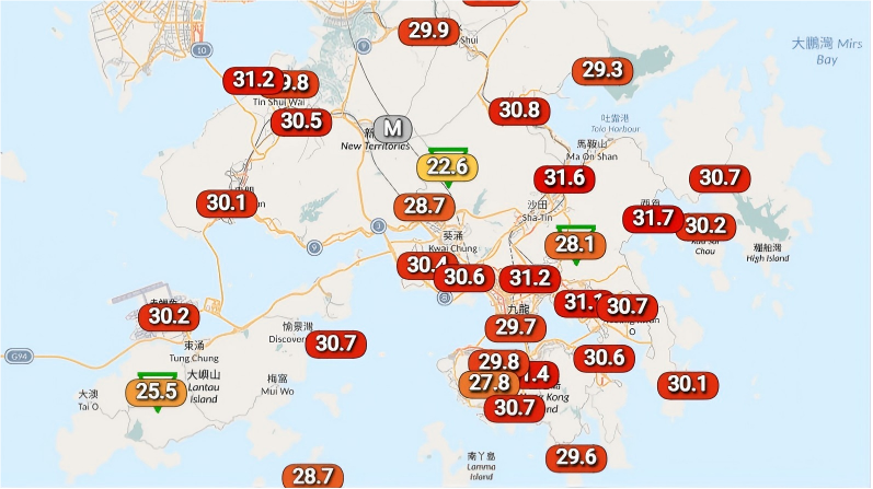天文台：今日酷熱最高約33度　稍後部分地區有狂風雷暴