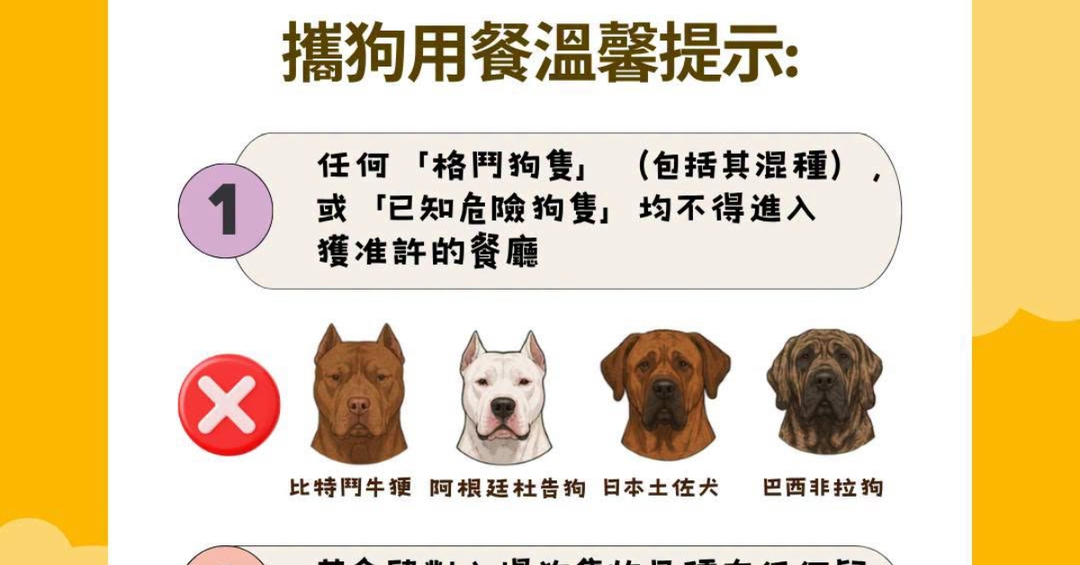 食環稱列明危險狗隻禁入獲准許食肆-品種存疑亦可遭拒進