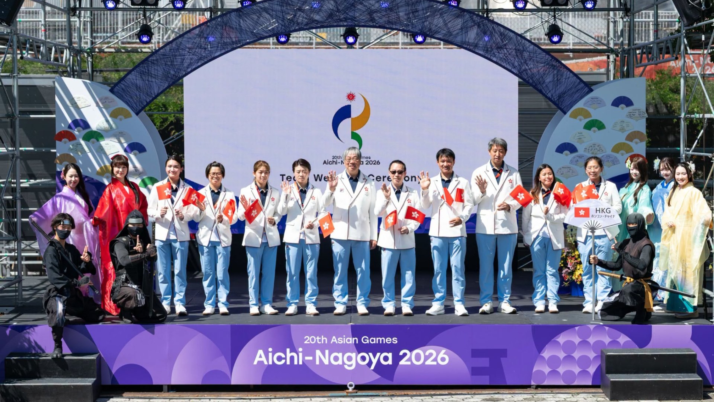 亞運會2026-港隊代表團出席歡迎儀式-楊博文沈曉榆任開幕禮持旗手