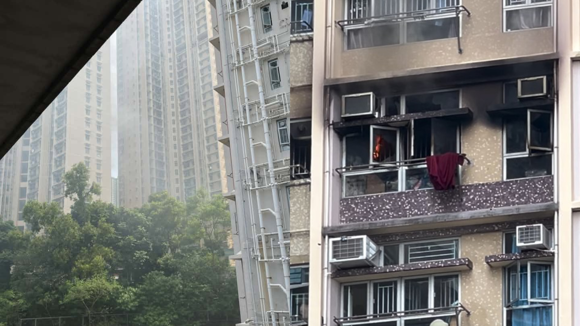 油塘油麗邨有單位起火-據悉有女子一度昏迷約100人疏散
