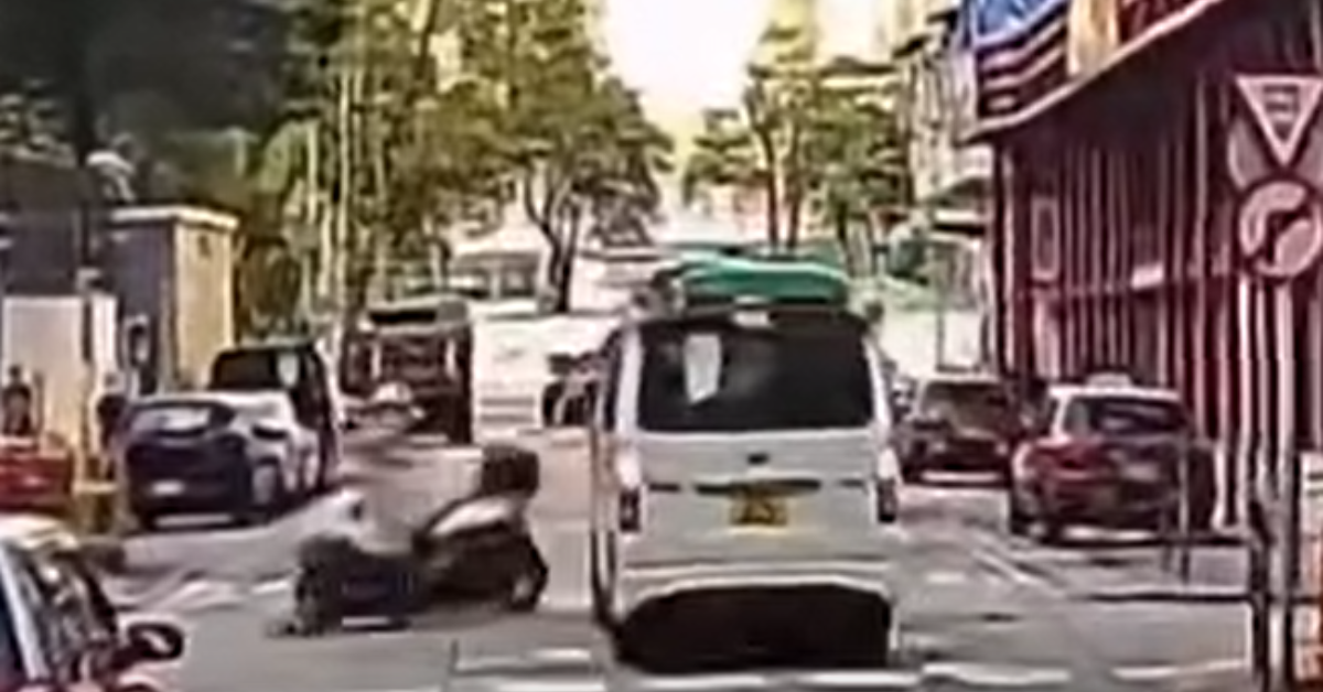 有片-長沙灣客貨車-讓線-直出撞飛電單車-鐵騎士擦傷拒送院