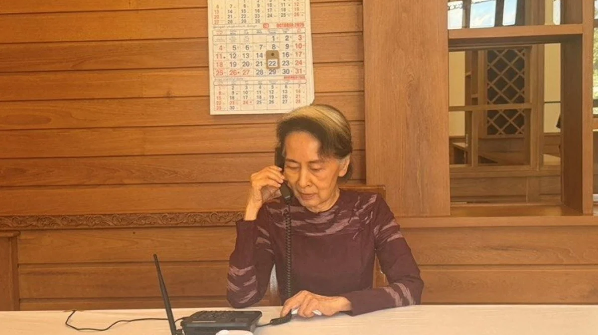 緬甸前國務資政昂山素姬拘押逾5年後-首次與次子通電話