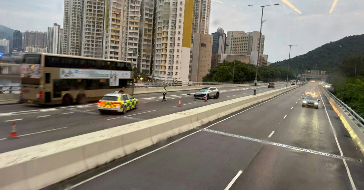 大老山公路私家車意外後停路中-司機不見蹤影警方追查