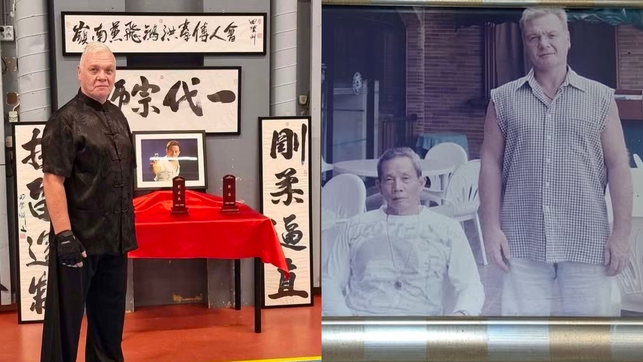 一代洪拳宗師劉家良入室弟子何麥設靈-女兒何慈恩未現身-師母翁靜晶送花牌悼念