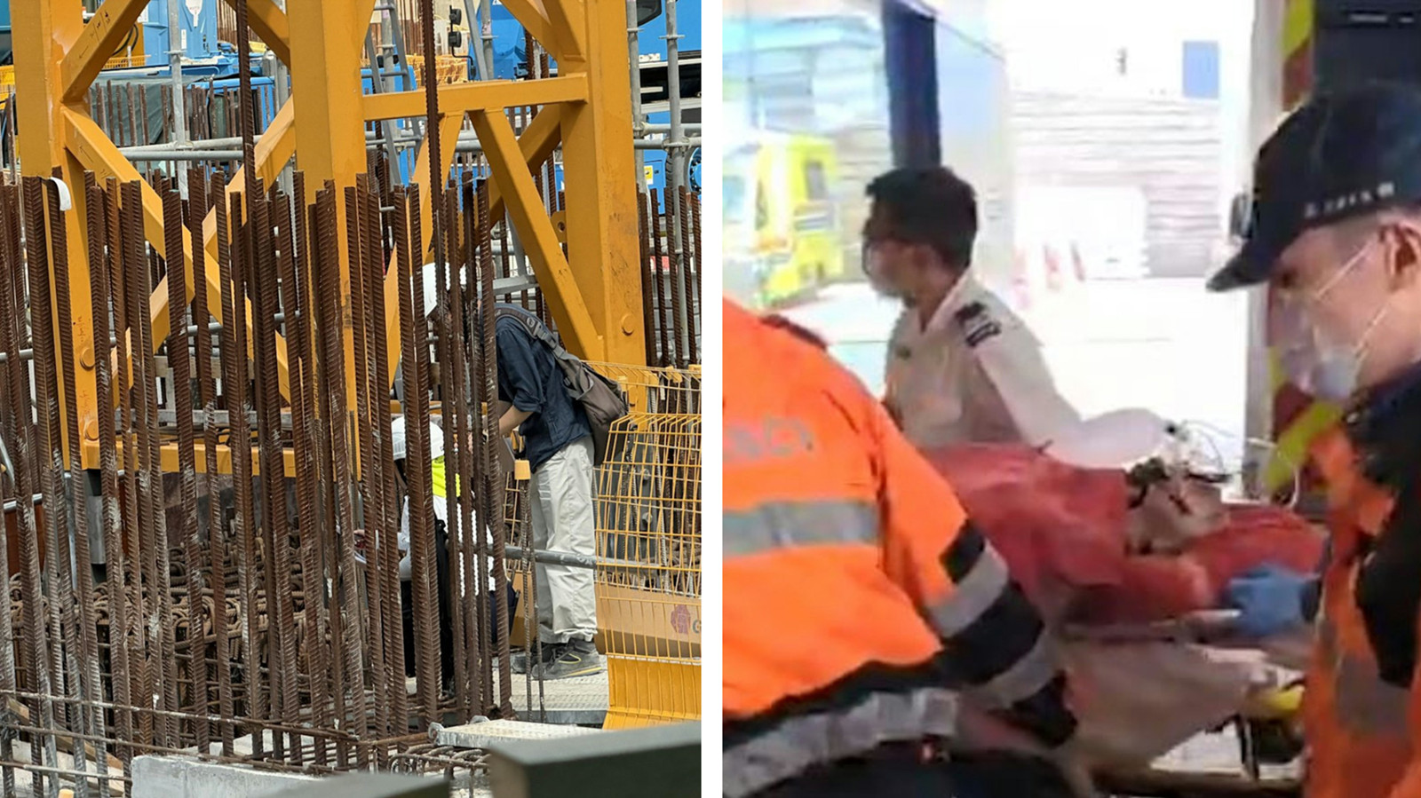 上水地盤工失足跌倒下顎遭鐵枝插穿-消防救出連人帶鐵枝送院搶救